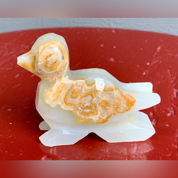 Vintage Hand Carved Artisan Onyx Marble Stone Duck Bird Figurine Statuette - Picture 6 of 16